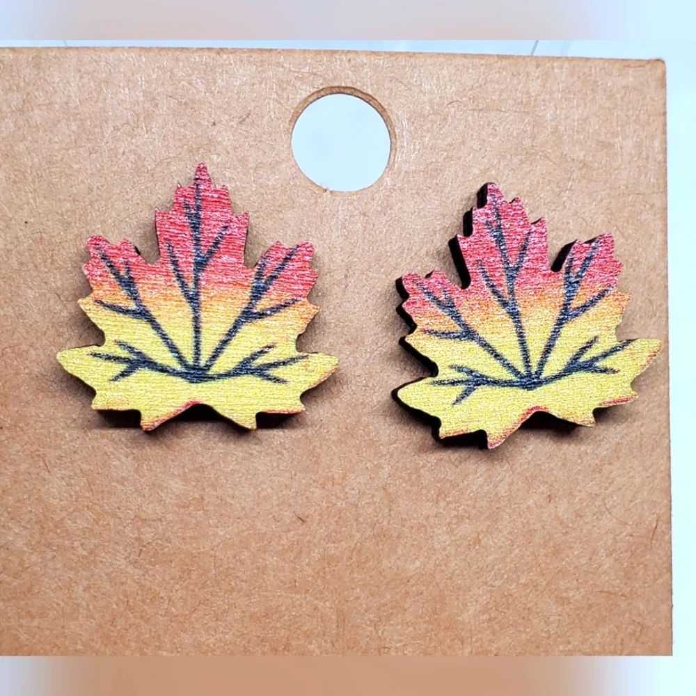 7/$10 Wooden Fall Earrings, New